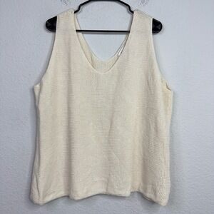 Units Sweater Womens 3X Cream Linen Blend Knit Sleeveless Neutral‎ Minimalist